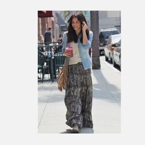 Tolani Black Brown Paisley Maxi Silk Long Skirt Nwt XS